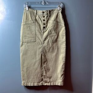 Anthropologie Long/Midi Army Green Cotton Skirt